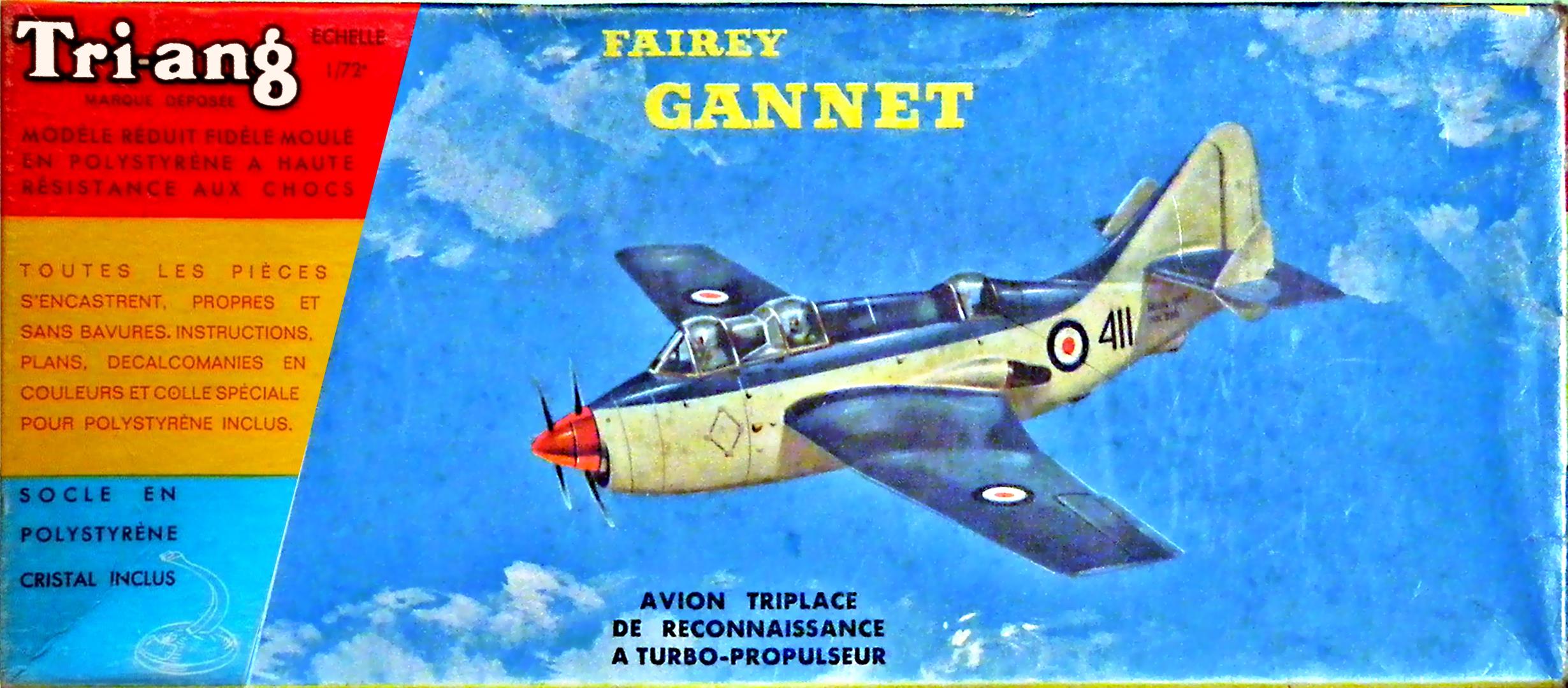 Верх коробки Tri-ang 331P Fairey Gannet avion triplace de reconnaissance a turbo-propulseur,